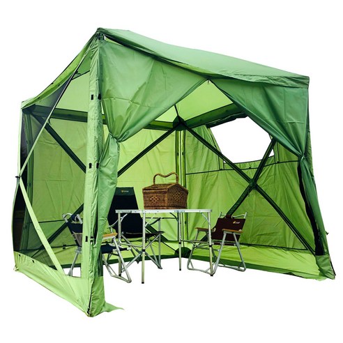 조아캠프 원터치 돔 스크린 사각 텐트, 그린