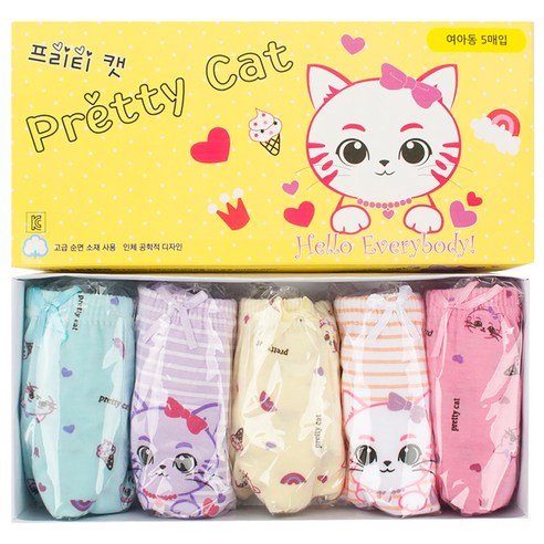 예쁜고양이 여아용 삼각팬티 5p