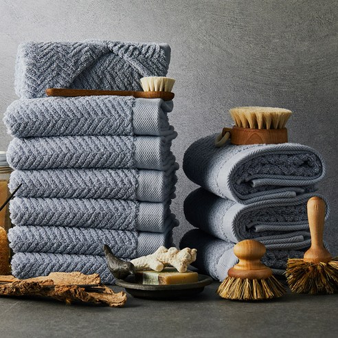 소프트터치 헤링본 호텔수건 170g 40수 면사, 블루그레이, 10개 Best Top5