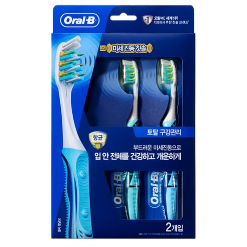 오랄비 프리미엄 미세진동 전동 칫솔 2개입