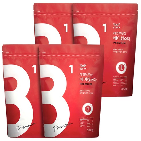 레인보우샵 베이킹소다 프리미엄, 500g, 4개