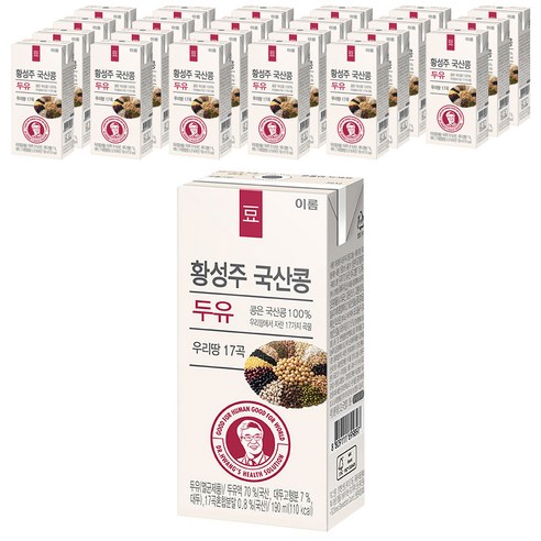 이롬 황성주 국산콩 두유 우리땅 17곡, 190ml, 24개