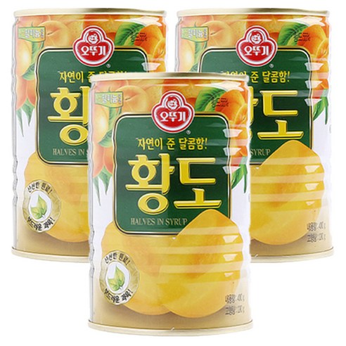 오뚜기 황도 통조림 반절, 400g, 3개