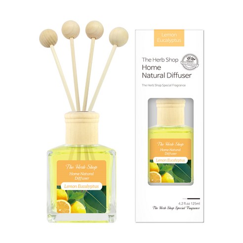 더허브샵 홈내추럴 우드볼 디퓨저 125ml, 레몬 유칼립투스