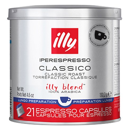일리 illy classico lungo 룽고 캡슐커피 x-7 머신용 21캡슐, 130.2g, 21개입