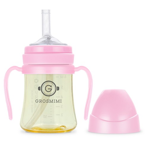 그로미미 PPSU 빨대컵 200ml, 핑크, 1개
