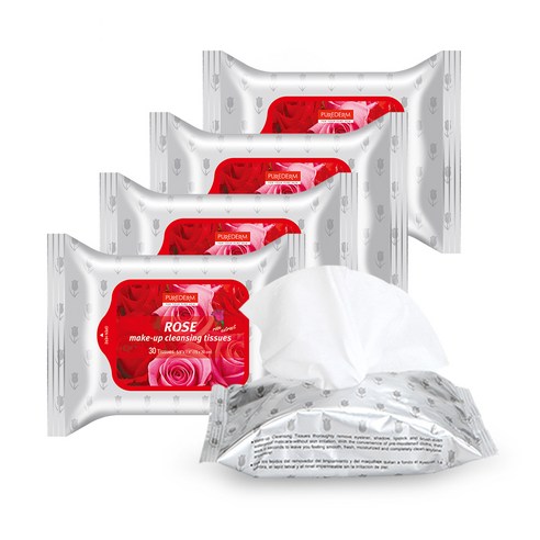 퓨어덤 클렌징 티슈 장미, 5팩, 30매입