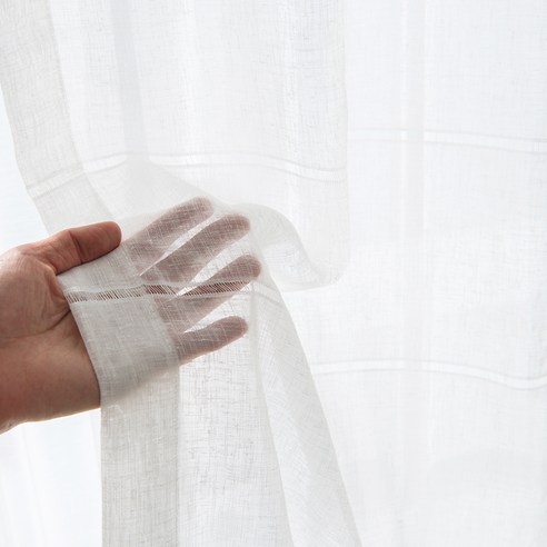 아포아룸 도브스트라이프 린넨룩 속커튼