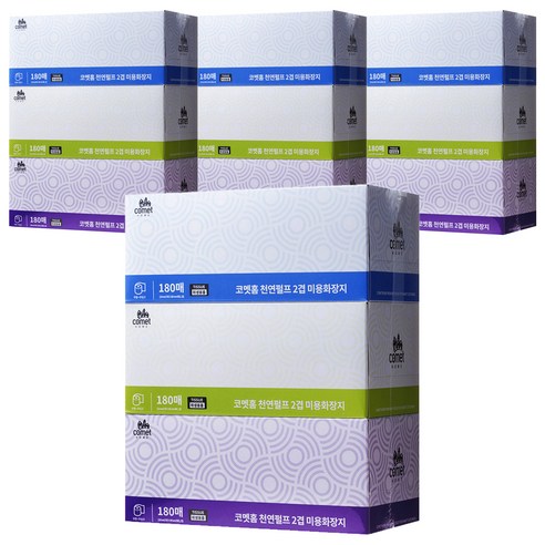 코멧 천연펄프 미용티슈, 180매, 12개
