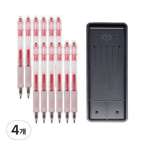 동아 Q노크 0.4mm 투명 빨강 12p + 매표펜접시 c형, 4개