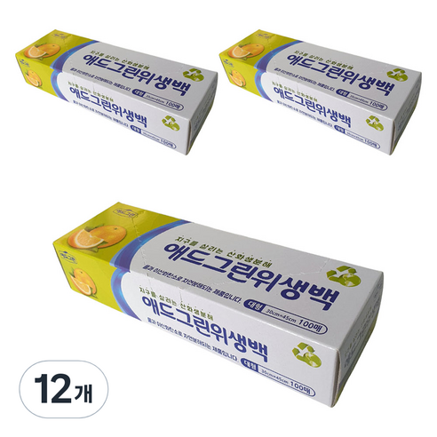 애드그린 산화생분해 위생백 대형 30 x 45 cm, 12개, 100개입, 대(L)