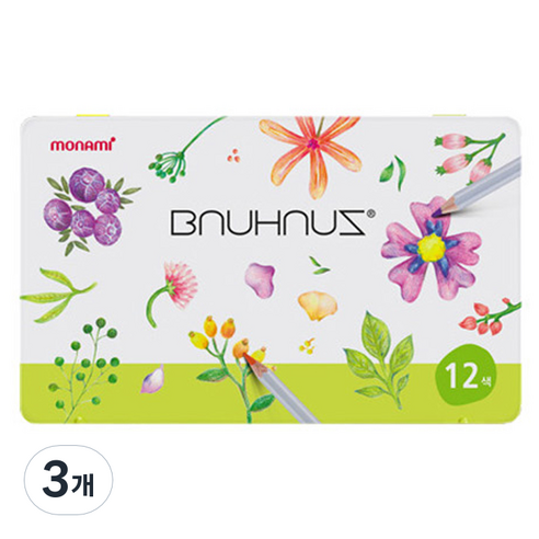 모나미 바우하우스 색연필 세트, 12색, 3개
