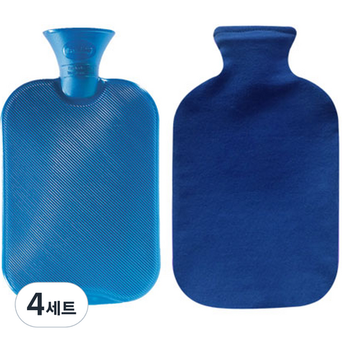 파쉬 양면빗살 핫팩 물주머니 2L 랜덤 발송 + 면쭈리커버 블루, 4세트