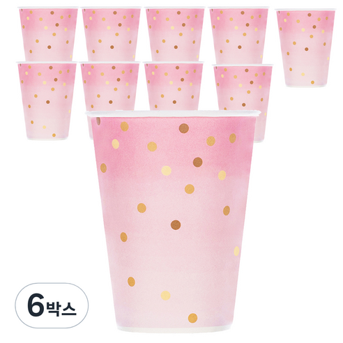 블린 핑크 마블 도트 일회용 종이컵 260ml, 10개입, 6개