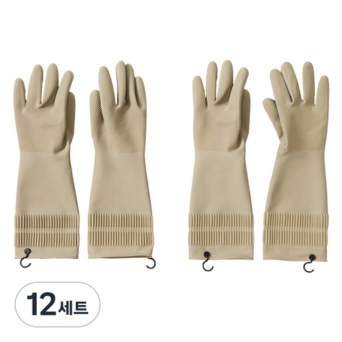 JAJU 자주 쓰는 고무장갑 36cm, 라이트베이지, FREE(one size), 12세트