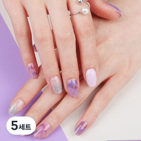 말랑 퍼플리본 리얼 젤네일스티커, 혼합 색상, 5세트