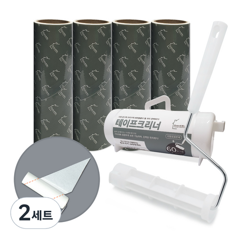 홈앤미 초강력 사선 컷팅 테이프크리너 핸들 본품 세트 + 리필 60회분 3p, 2세트