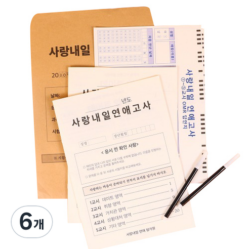 사랑내일 연애고사 문제지, 혼합색상, 6개