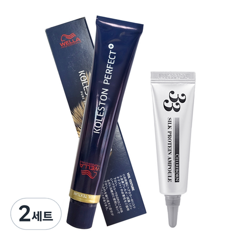 웰라 콜레스톤 퍼펙트 플러스 염모제 80g + 셀리본 33 실크 프로틴 앰플 12ml, 2세트, 14/95