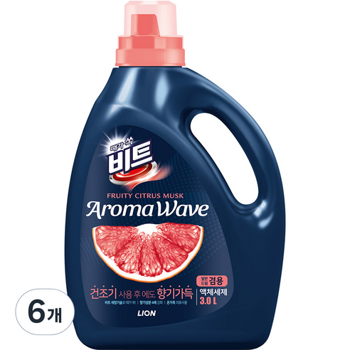 비트 아로마 웨이브 향기나는 액상세제 시트러스 겸용 본품, 3L, 6개