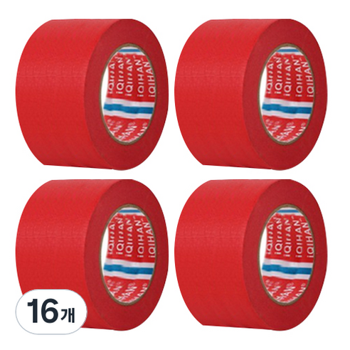 iQIHAN 다다 칼라 마스킹테이프 빨강 50 mm x 20 m, 16개