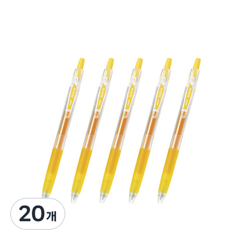 파이롯트 주스 젤잉크펜 0.38mm LJU-10UF, 옐로우, 20개