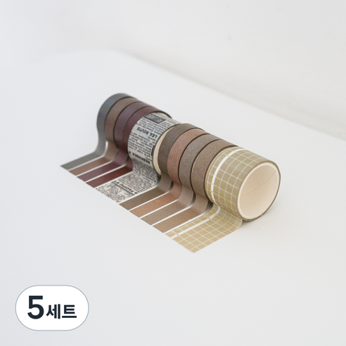 케이트가든 컬러 데코 마스킹테이프 10색 세트, 카키, 5세트