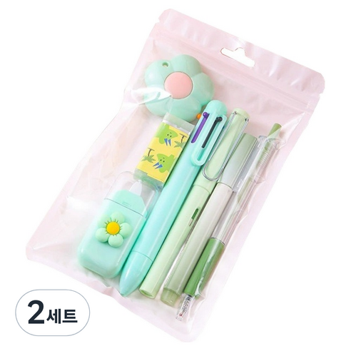 일상속반짝 학용품 7종 세트, 그린, 2세트