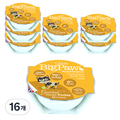 리틀빅파우 고양이 무스 주식 캔 8p, 칠면조, 85g, 16개