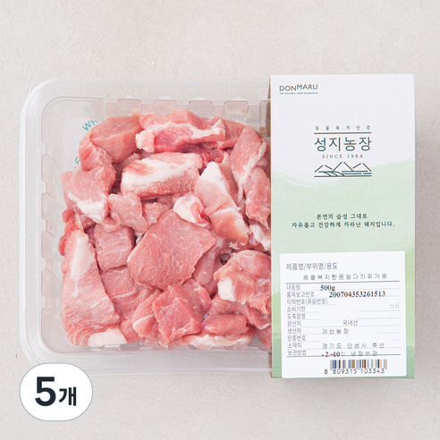 돈마루 성지농장 동물복지 한돈 앞다리 찌개용 (냉장), 500g, 5개