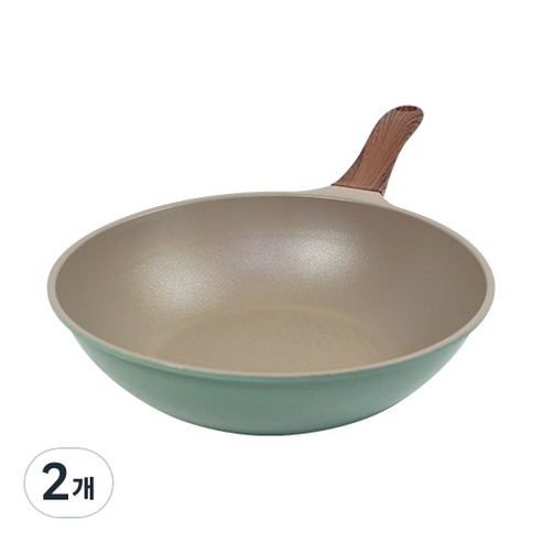 키친아트 본 우드 파스텔민트 다이아 궁중팬, 24cm, 2개