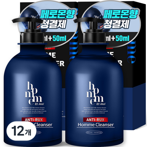 아케이 옴므 안티럭스 올인원 쿨링 남성청결제, 12개, 550ml