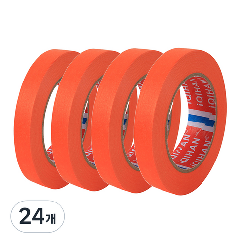 iQIHAN 다다 칼라 마스킹 테이프 15mm x 20m, 주황, 24개