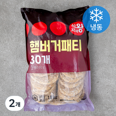 식자재왕 햄버거패티 (냉동), 1.8kg, 2개