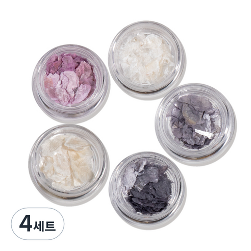 자개 네일 운모 5종 세트, 혼합색상, 4세트