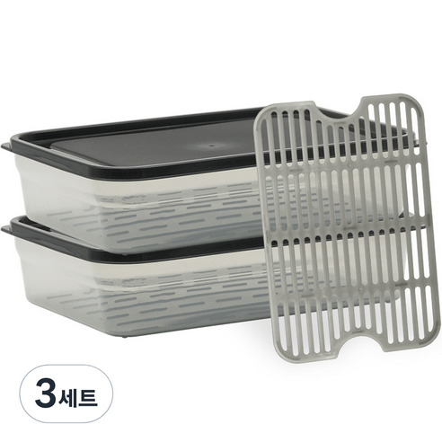 생활엔 말랑핏 차곡차곡 식재료 보관용기 세트, 1세트, 용기 1400ml 2p + 채반