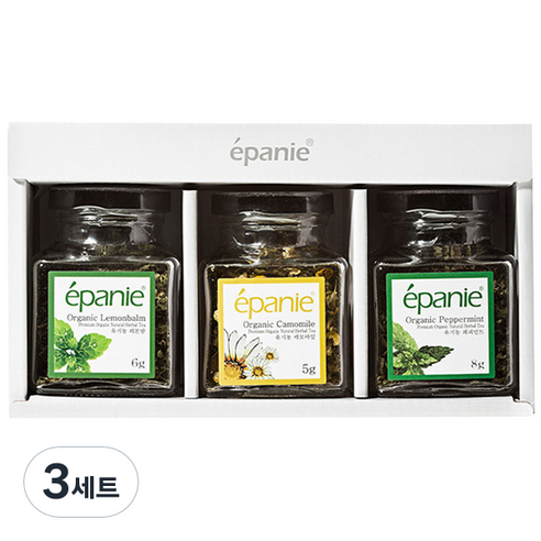 에빠니 유기농 미니 3종 허브차 세트, 캐모마일 5g  + 페퍼민트 8g + 레몬밤 6g, 3세트