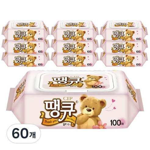 땡큐 물티슈 캡형, 100매, 60팩