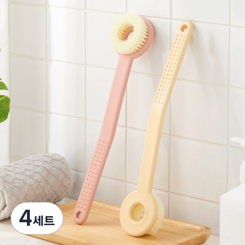 모나코올리브 커브드 밀착 바디브러시 2종 세트, 인디핑크 + 옐로우, 4세트
