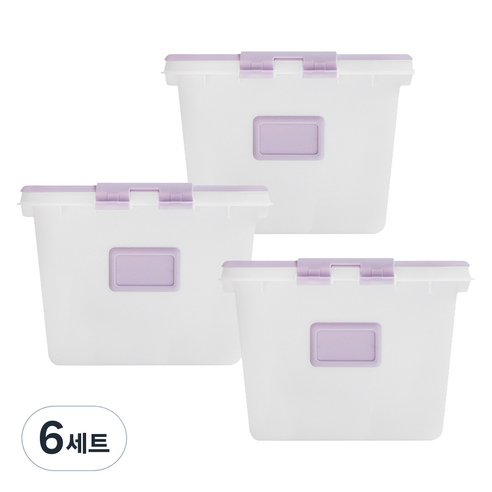 리빙숲 뉴 스퀘어 리빙박스, 라벤더, 24L, 6세트