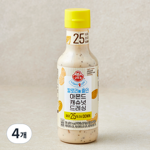 오뚜기 LIGHT & JOY 칼로리를 줄인 아몬드 캐슈넛 드레싱, 290g, 4개