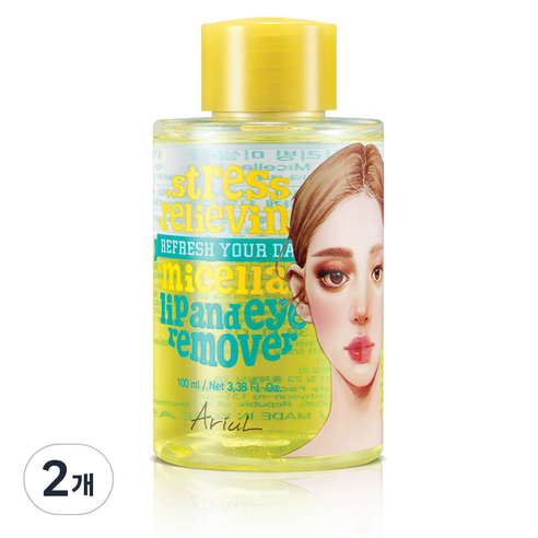 아리얼 스트레스 릴리빙 미셀라 립 앤 아이 리무버, 100ml, 2개