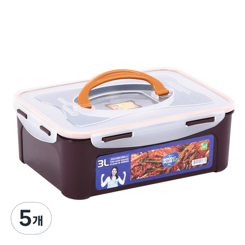 리빙선데이 밀폐용기 김치통, 5개, 3L