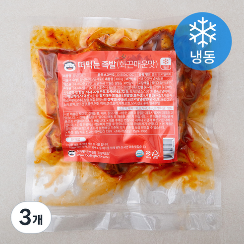 푸딩팩토리 열달임포크 떠먹는 족발 화끈 매운맛 (냉동), 400g, 3개