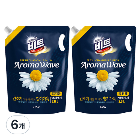 비트 아로마 웨이브 향기나는 액상세제 리필 카모마일, 6개, 2L