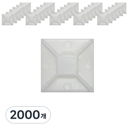 접착식 케이블타이 홀더 백색 일반 25 x 25 mm, 2000개, 화이트