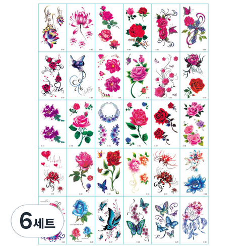 달모아 타투 스티커 30종 세트, E, 6세트