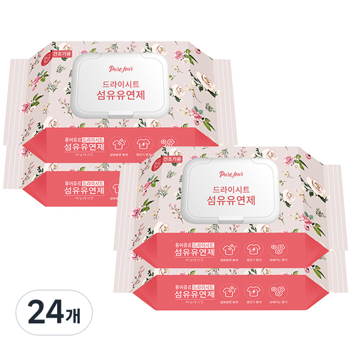 퓨어주르 드라이시트 섬유유연제 바닐라코튼, 30매, 24개