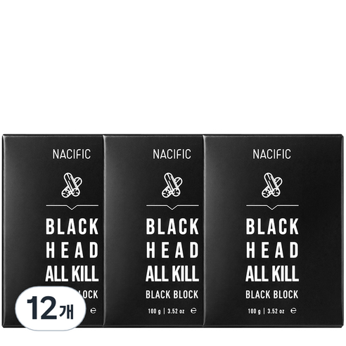 네시픽 블랙헤드 올킬 블랙 블록 클렌징 비누, 100g, 12개