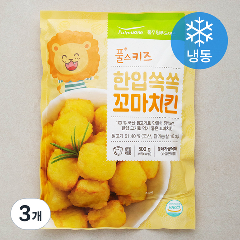 풀무원 풀스키즈 한입쏙쏙 꼬마치킨 (냉동), 3개, 500g
